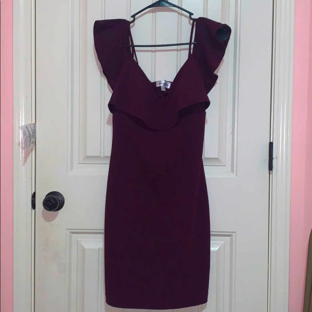 Tight mini off the shoulder dress